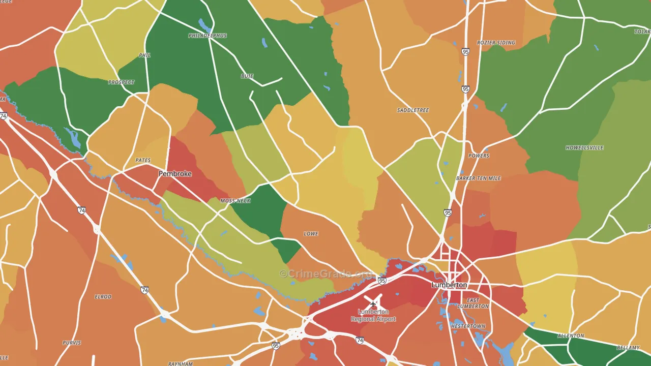 Robeson County, NC Map of Assault Rates