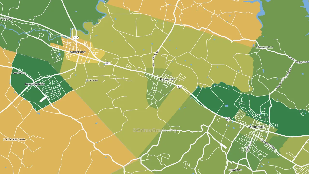 Robesonia, PA Map of Assault Rates