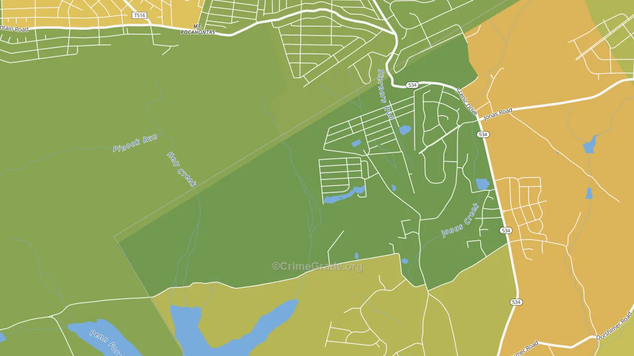 Robin Hood Lakes, PA Map of Assault Rates