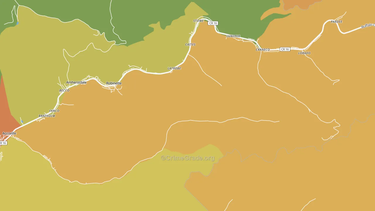 Robinette, WV Map of Assault Rates