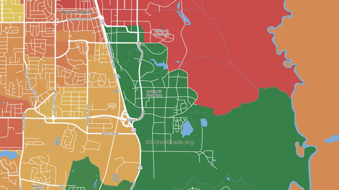 Robins AFB, GA Map of Assault Rates