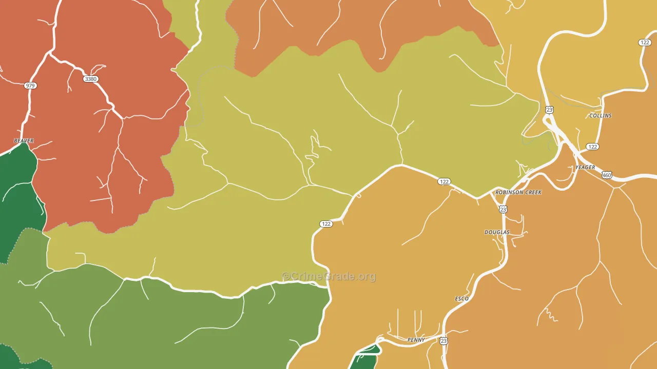 Robinson Creek, KY Map of Assault Rates