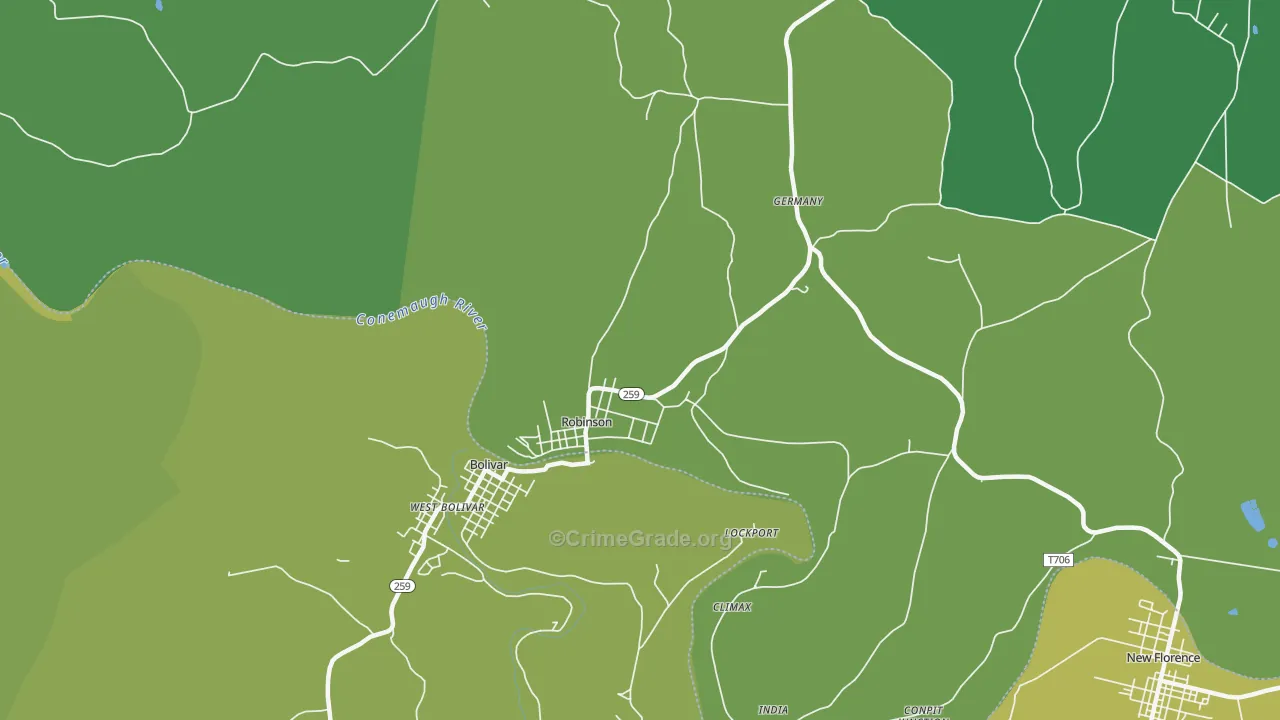Robinson, PA Map of Assault Rates