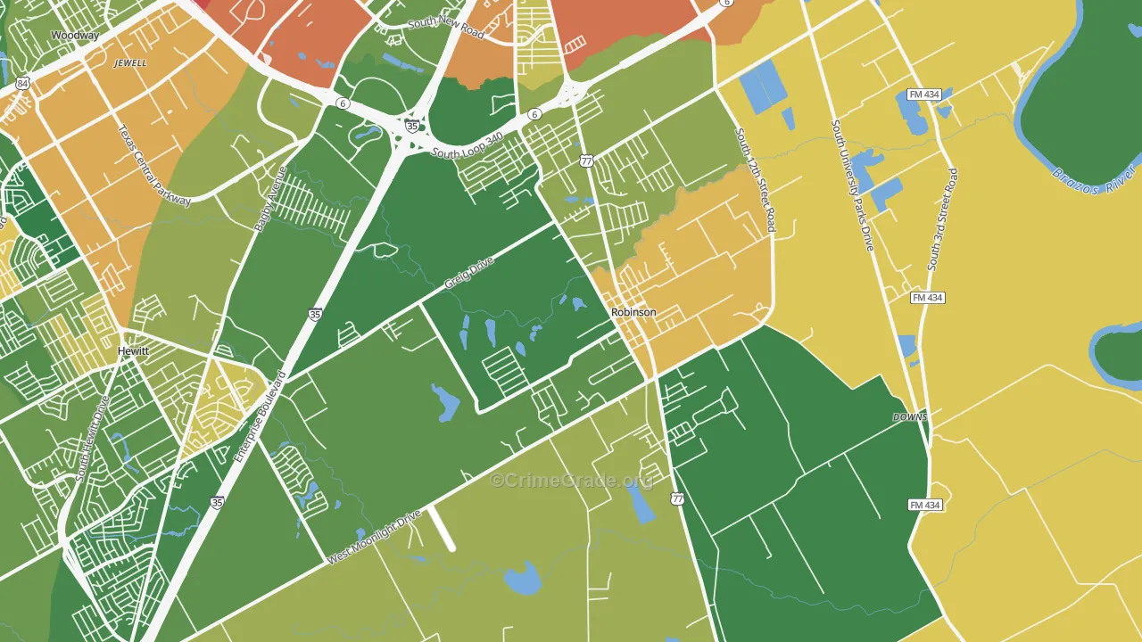 Robinson, TX Map of Assault Rates