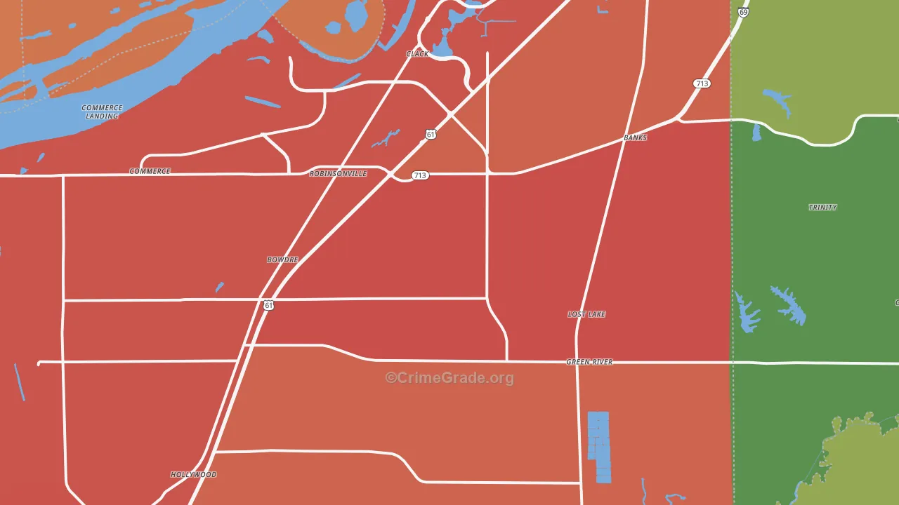 Robinsonville, MS Map of Assault Rates