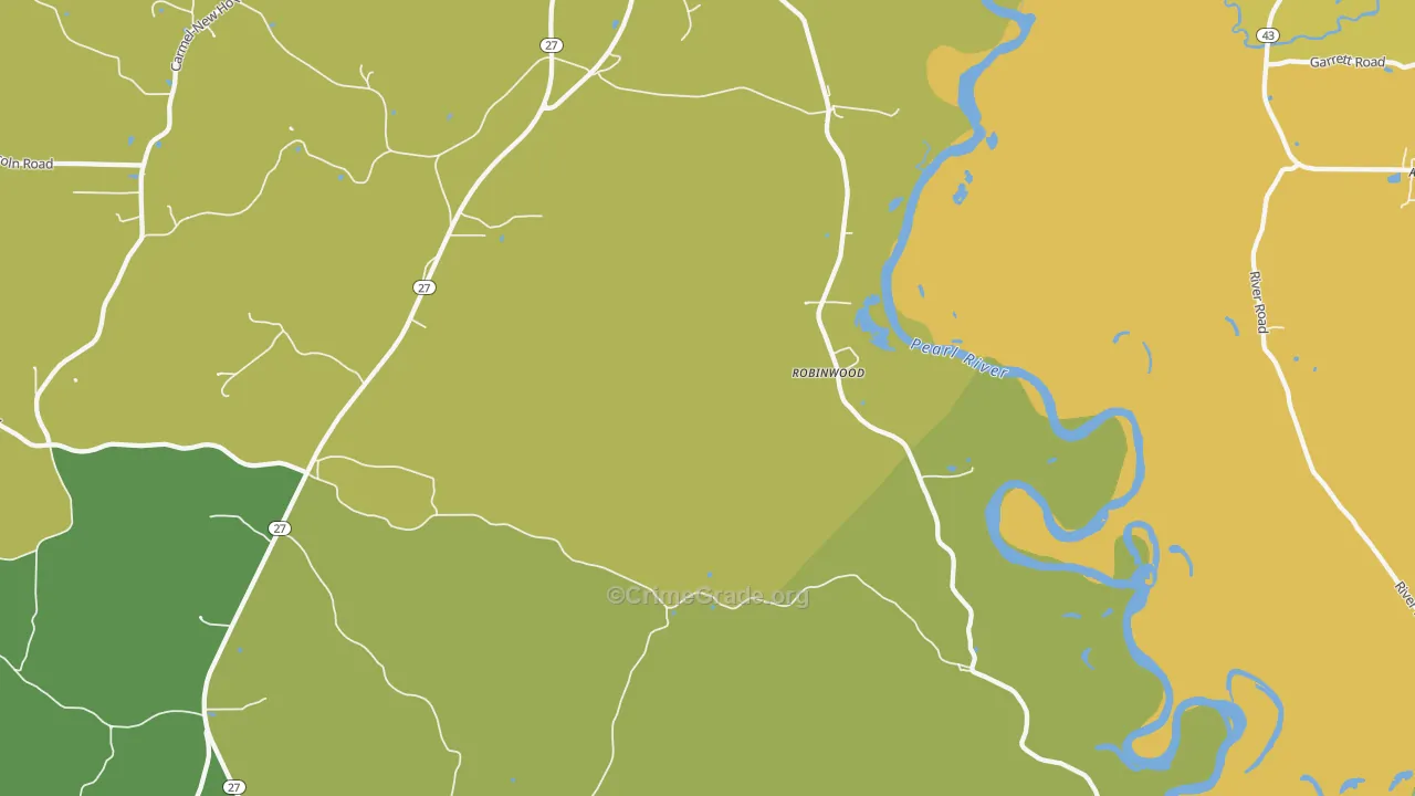 Robinwood, MS Map of Assault Rates