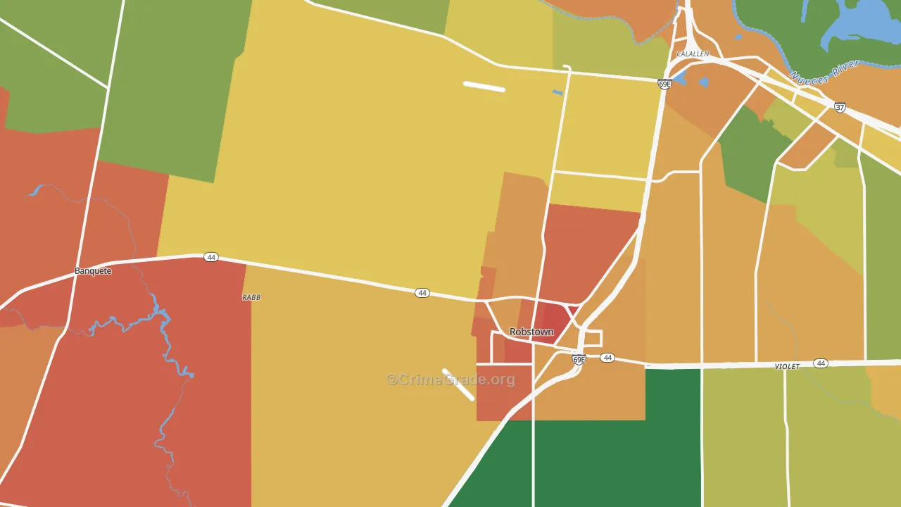 Robstown, TX Map of Assault Rates