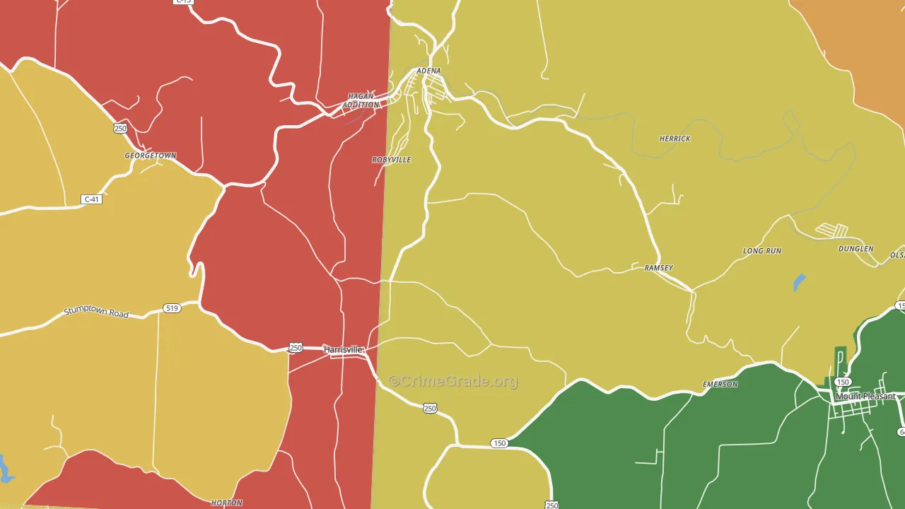 Robyville, OH Map of Assault Rates