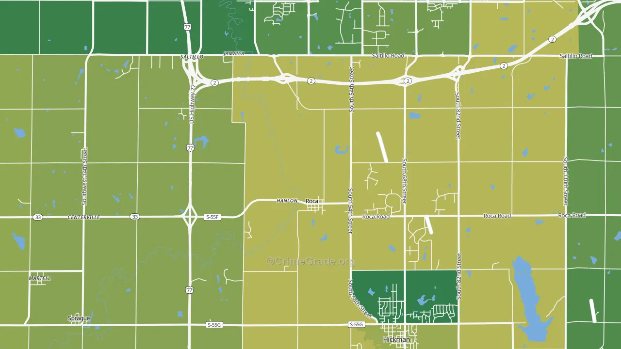 Roca, NE Map of Assault Rates