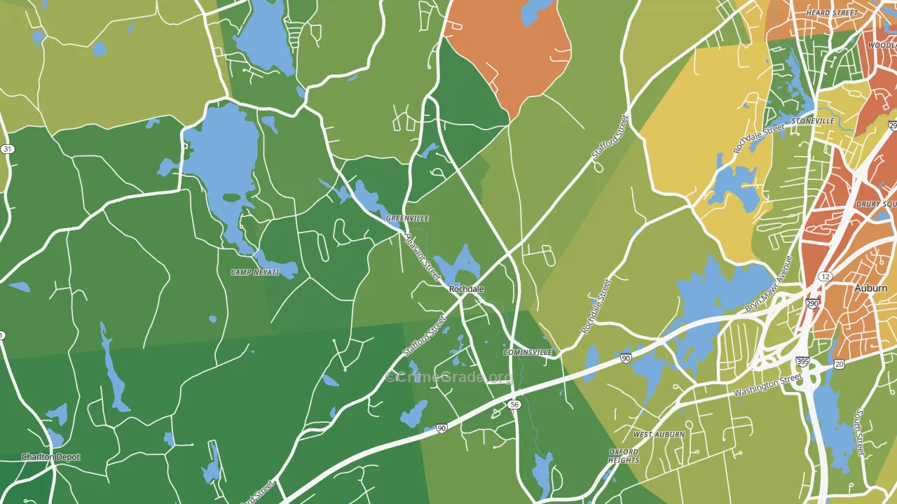 Rochdale, MA Map of Assault Rates