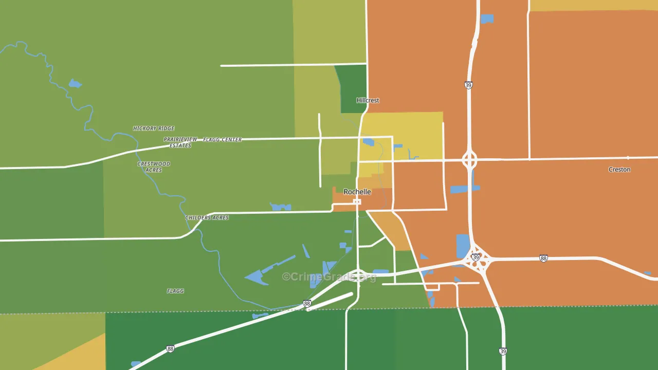 Rochelle, IL Map of Assault Rates