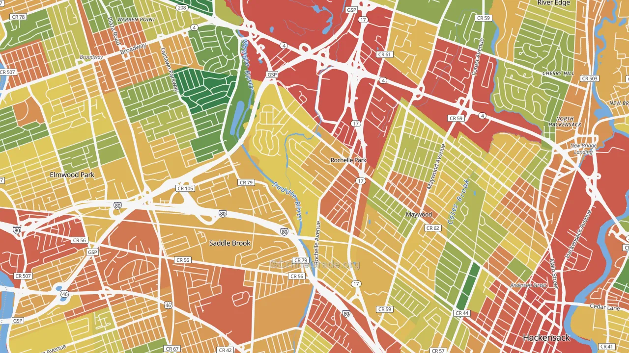 Rochelle Park, NJ Map of Assault Rates