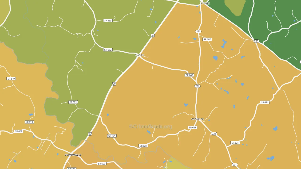 Rochelle, VA Map of Assault Rates