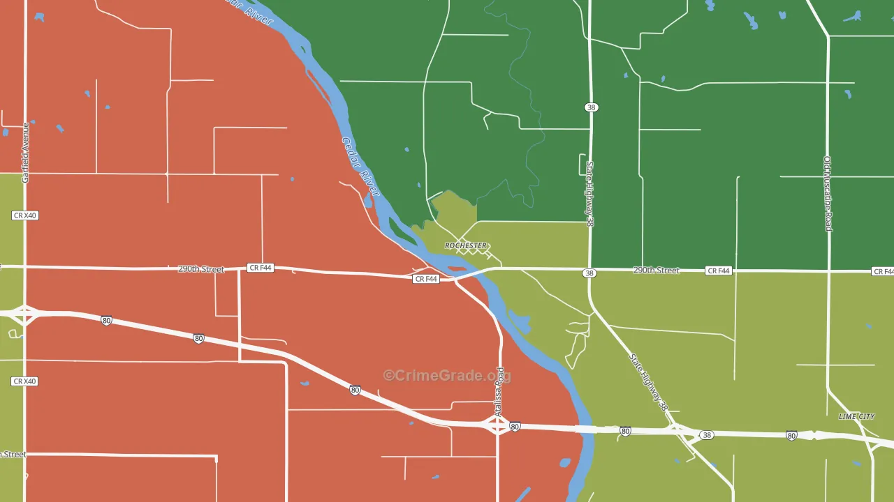 Rochester, IA Map of Assault Rates