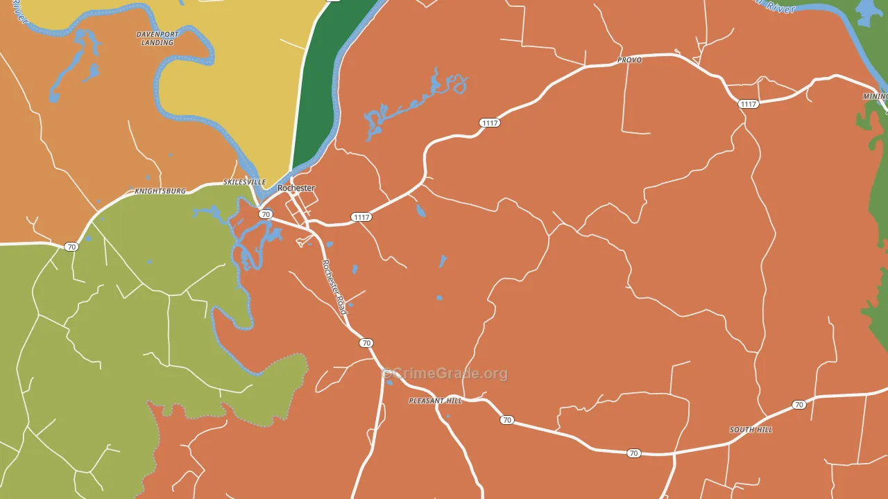Rochester, KY Map of Assault Rates