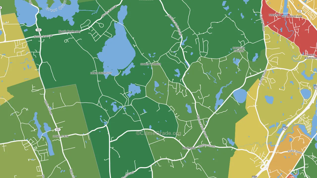 Rochester, MA Map of Assault Rates
