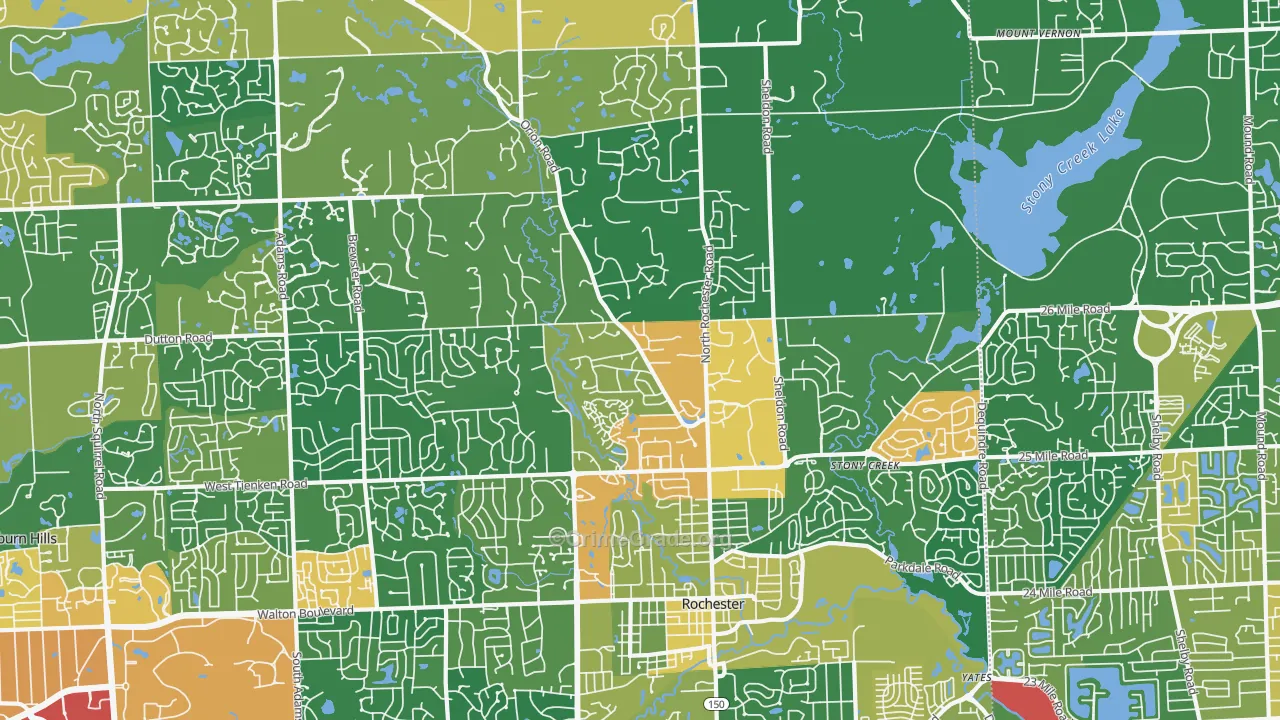 Rochester, MI Map of Assault Rates