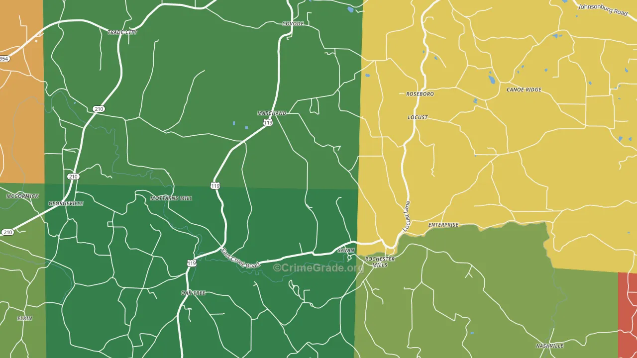 Rochester Mills, PA Map of Assault Rates