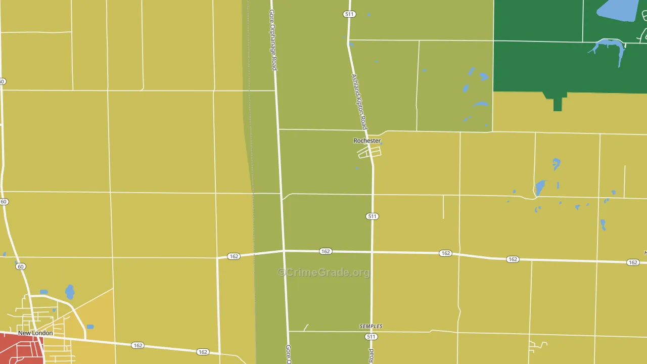 Rochester, OH Map of Assault Rates
