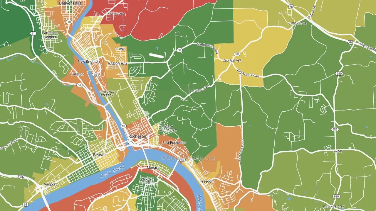 Rochester, PA Map of Assault Rates