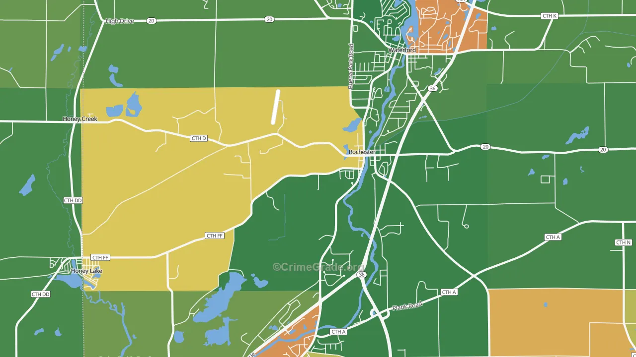 Rochester, WI Map of Assault Rates