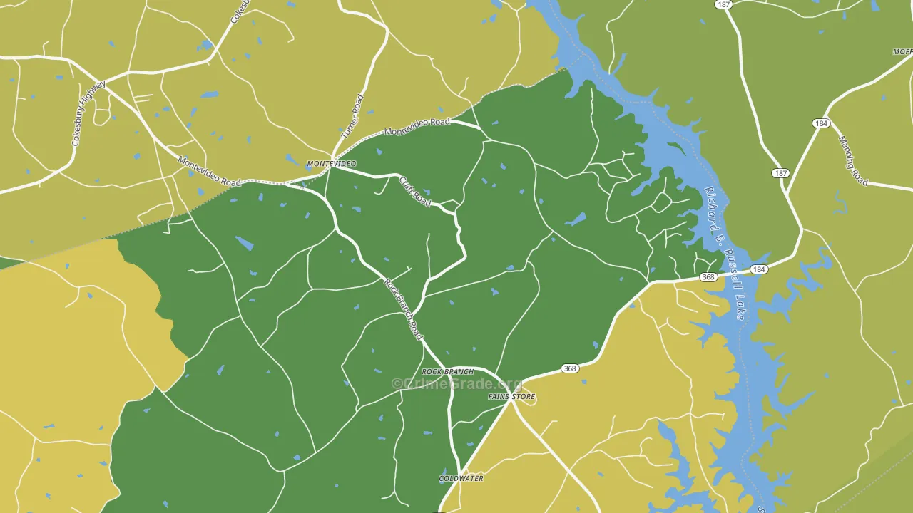 Rock Branch, GA Map of Assault Rates