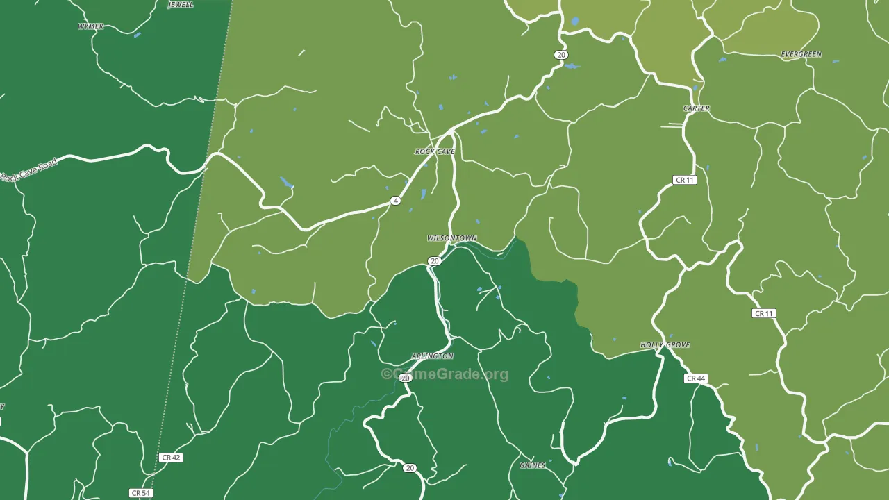 Rock Cave, WV Map of Assault Rates