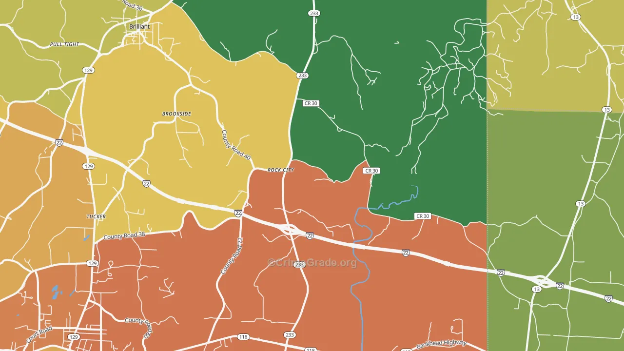 Rock City, AL Map of Assault Rates