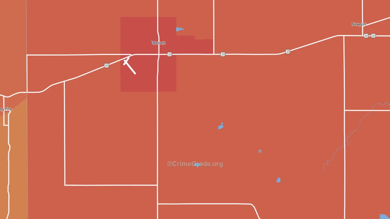 Rock County, NE Map of Assault Rates