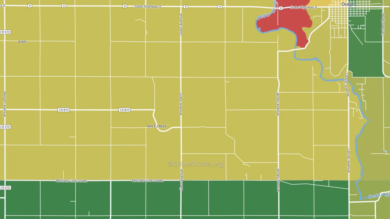 Rock Creek, IA Map of Assault Rates
