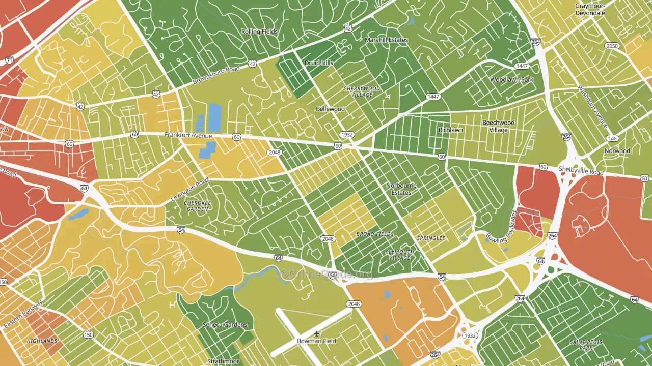 Rock Creek Lexington Road, Louisville, KY Map of Assault Rates