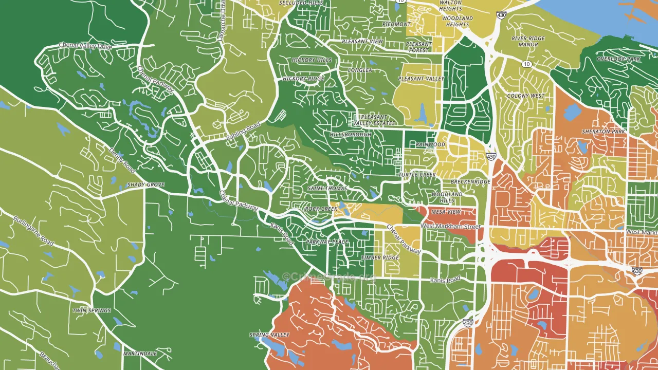 Rock Creek, Little Rock, AR Map of Assault Rates