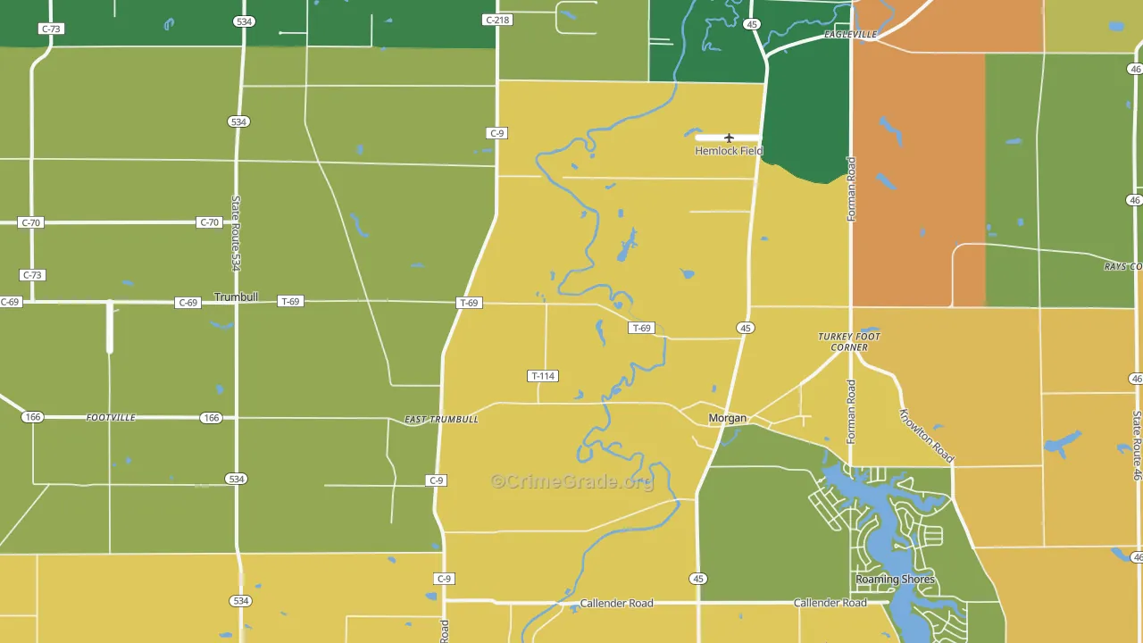 Rock Creek, OH Map of Assault Rates