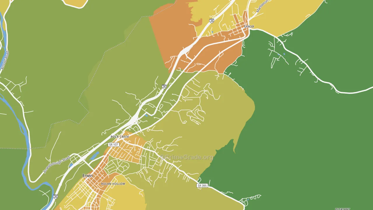 Rock Creek, TN Map of Assault Rates