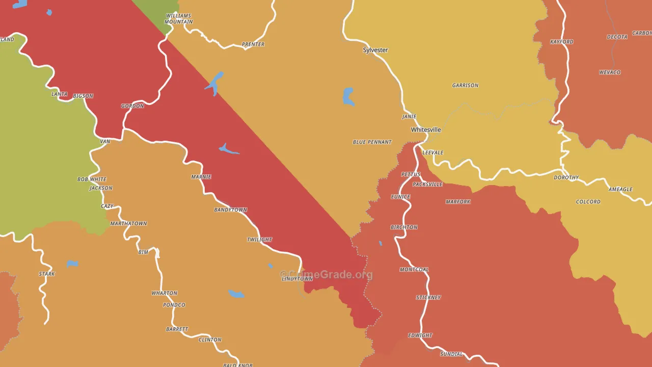 Rock Creek, WV Map of Assault Rates