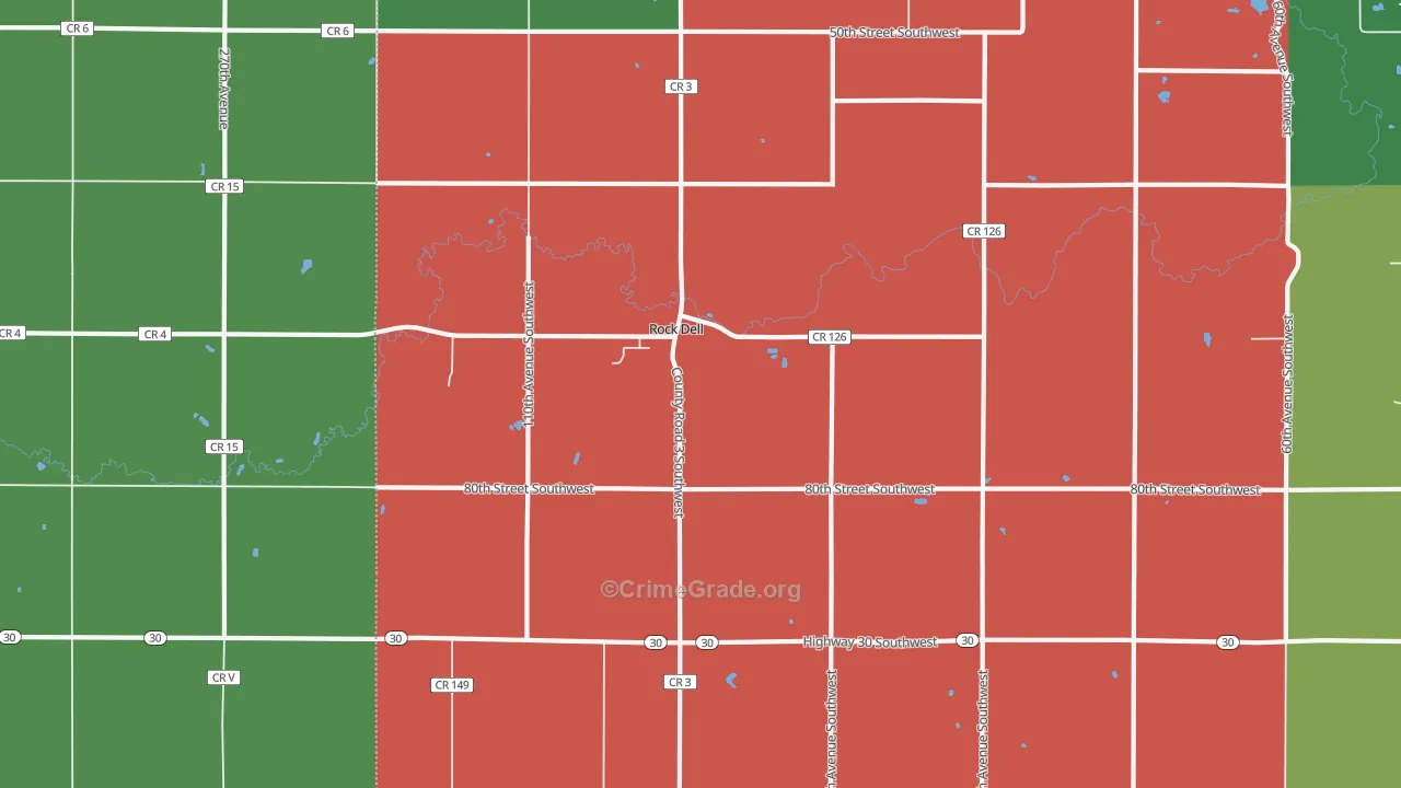 Rock Dell, MN Map of Assault Rates