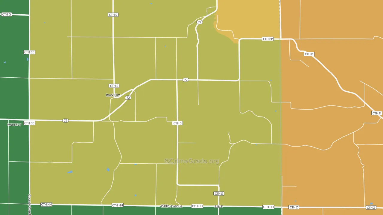Rock Elm, WI Map of Assault Rates