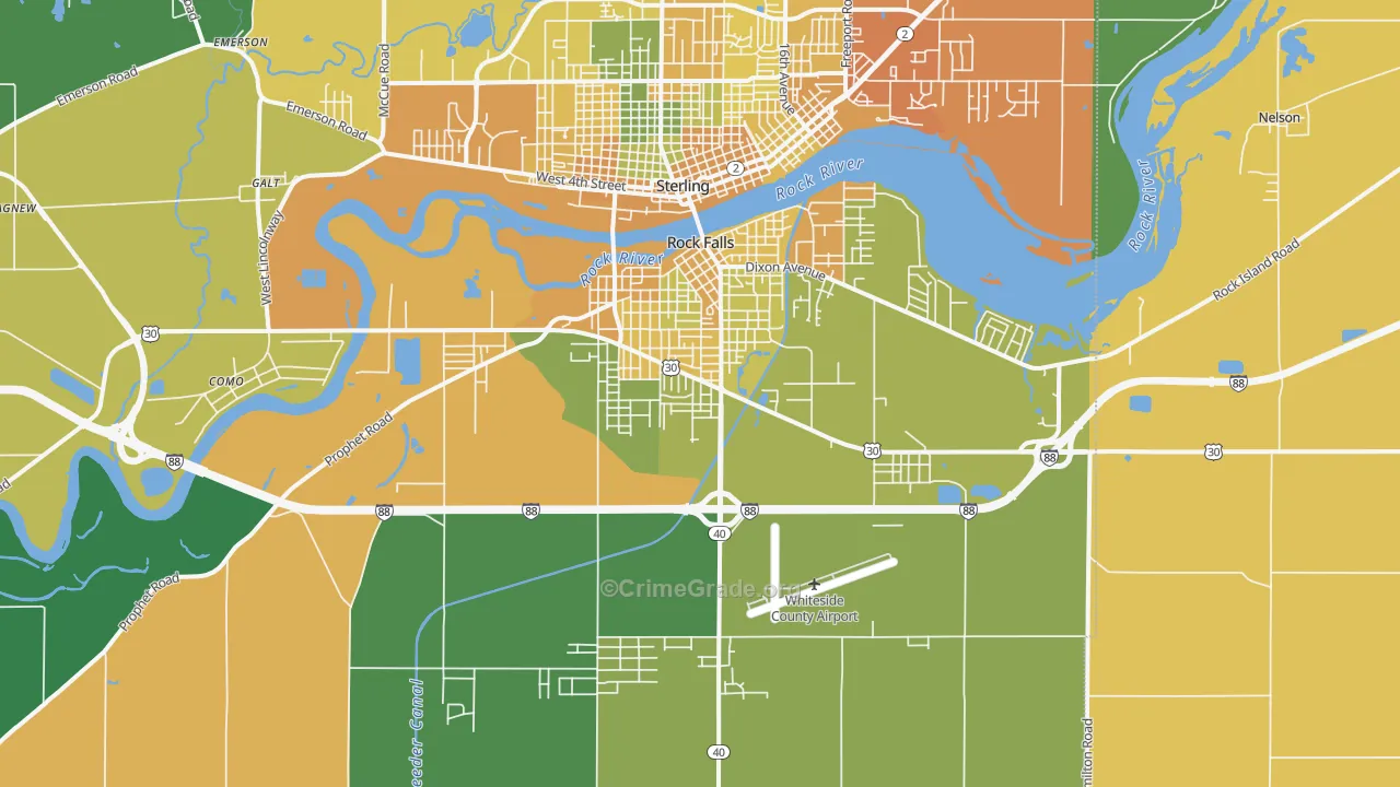 Rock Falls, IL Map of Assault Rates