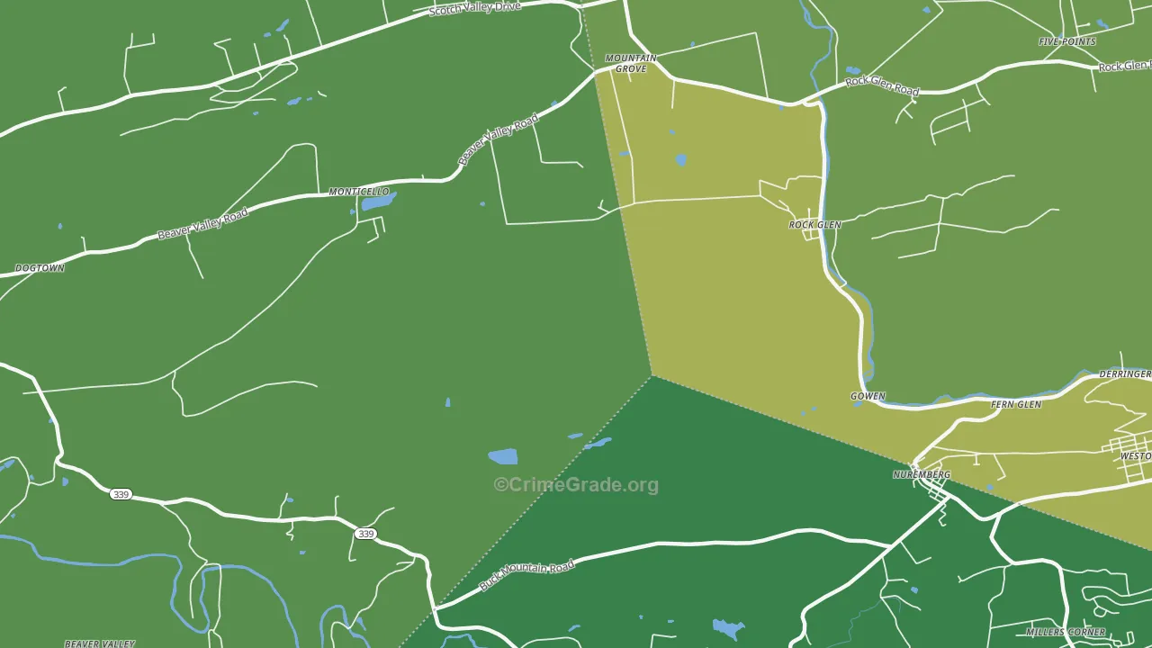 Rock Glen, PA Map of Assault Rates