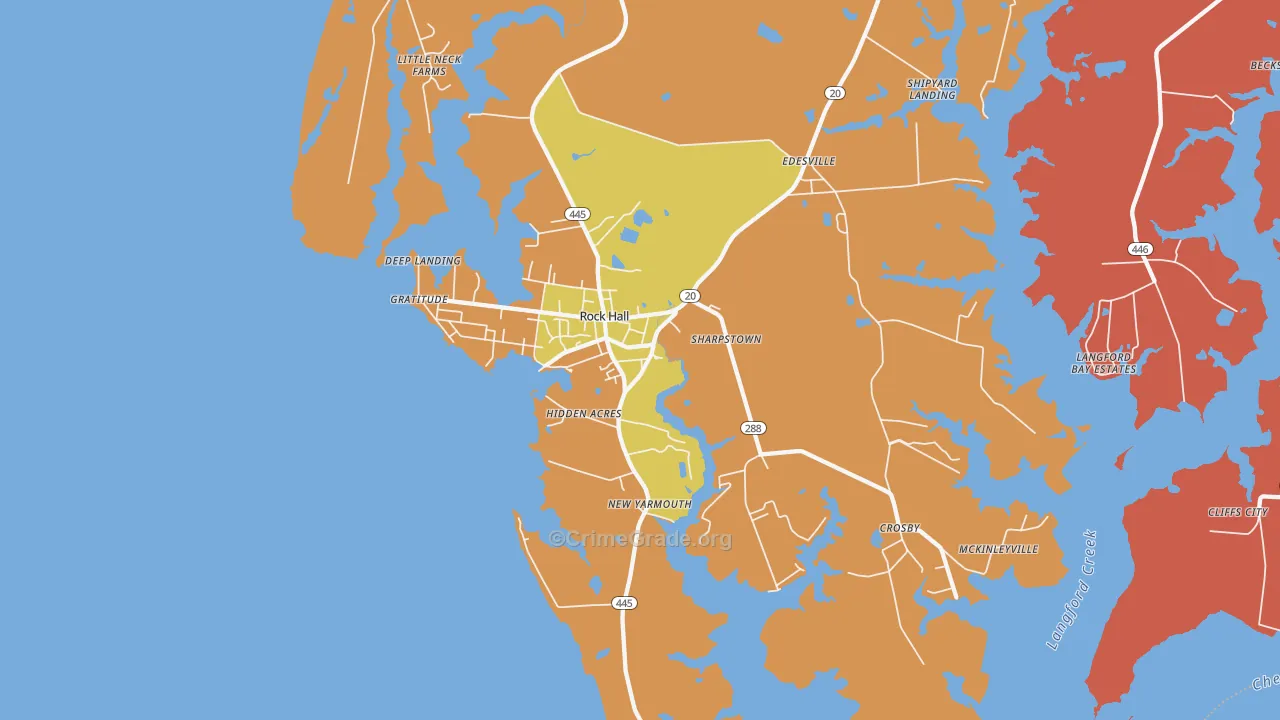 Rock Hall, MD Map of Assault Rates