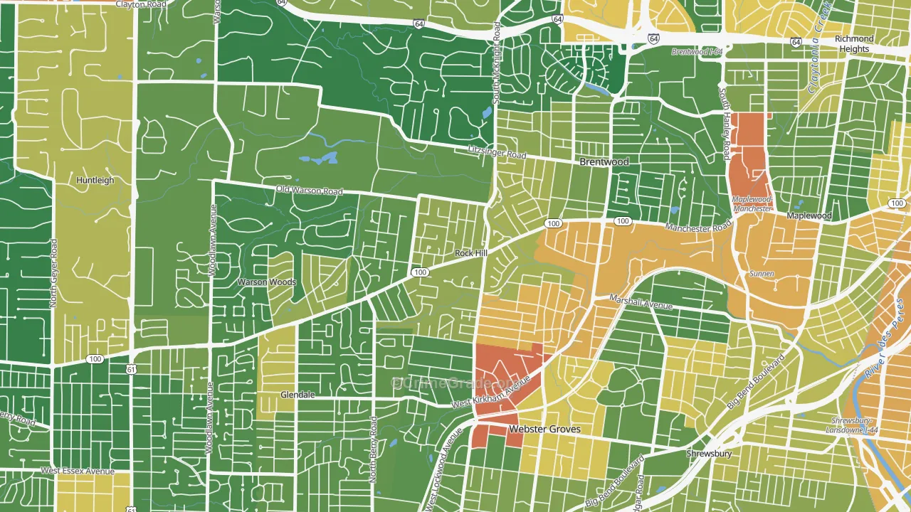 Rock Hill, MO Map of Assault Rates