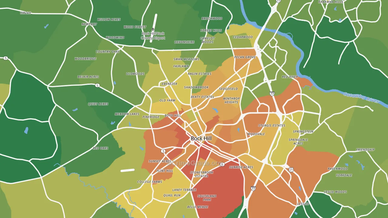 Rock Hill, SC Map of Assault Rates