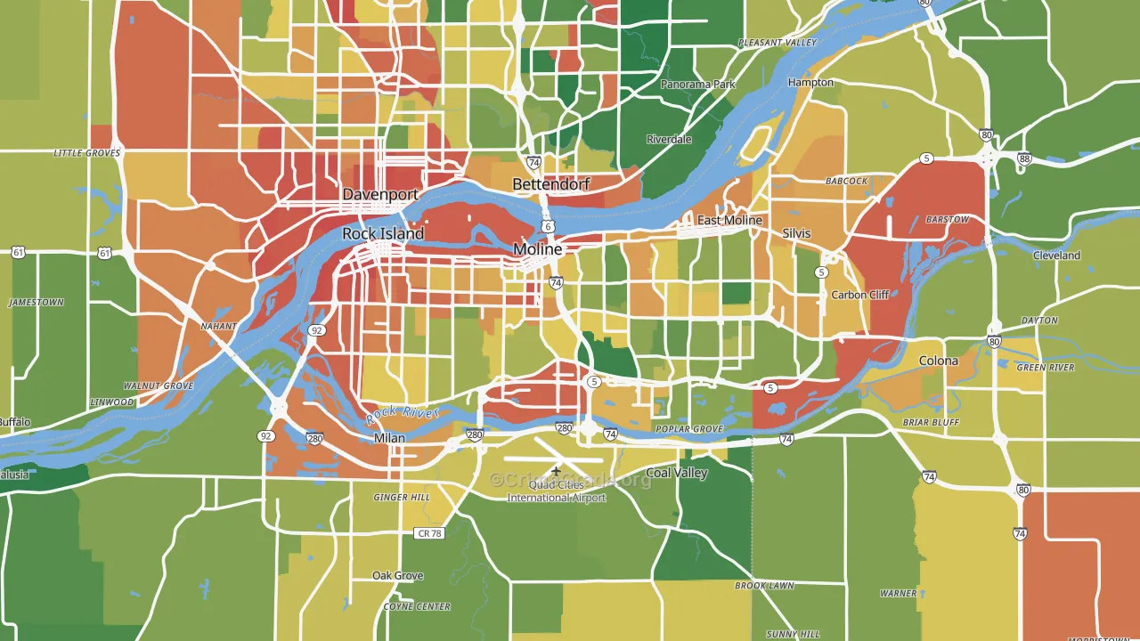 Rock Island County, IL Map of Assault Rates