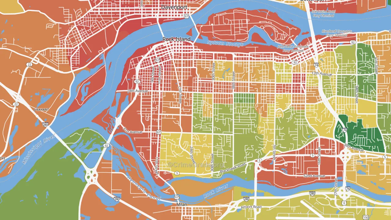 Rock Island, IL Map of Assault Rates