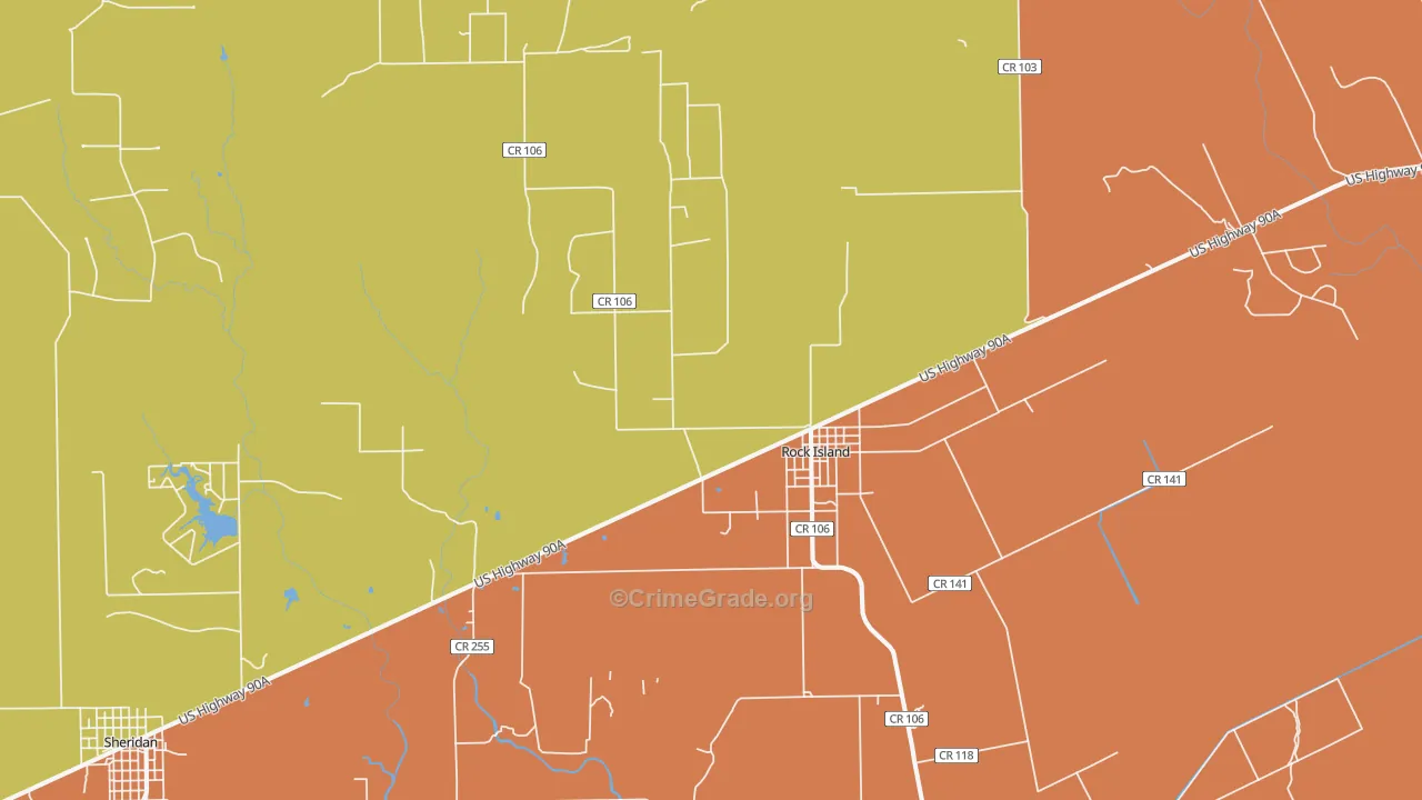 Rock Island, TX Map of Assault Rates