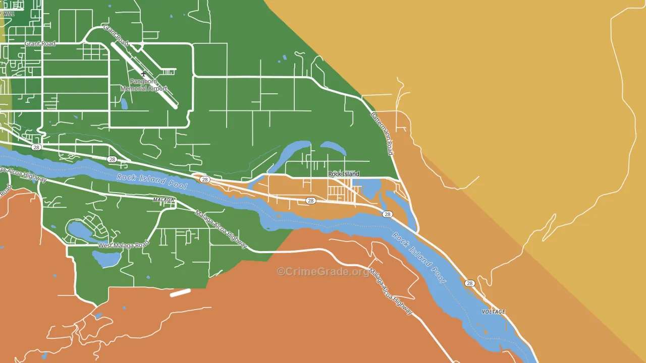 Rock Island, WA Map of Assault Rates