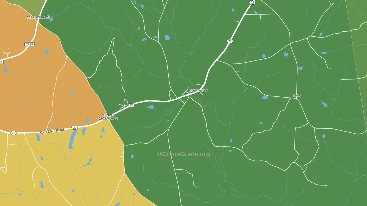 Rock Mills, AL Map of Assault Rates