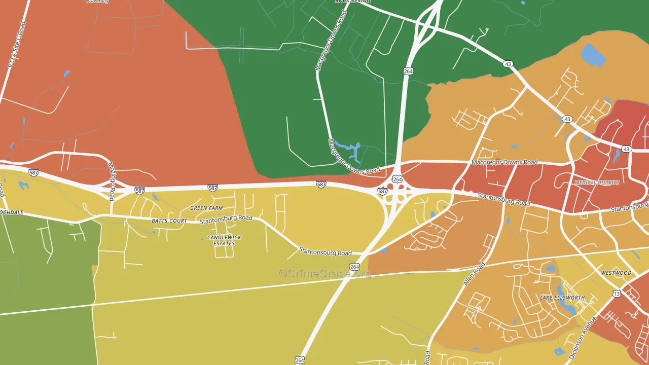 Rock Spring, NC Map of Assault Rates