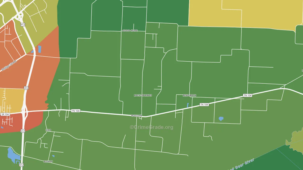 Rock Springs, TN Map of Assault Rates