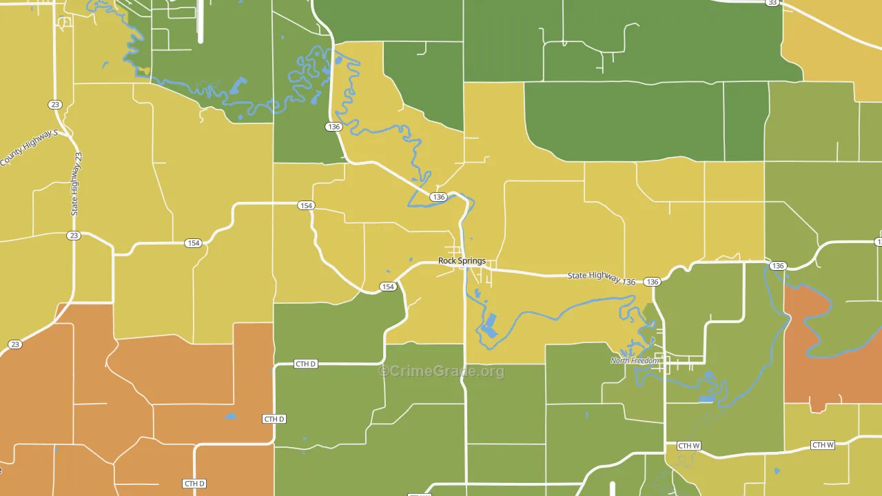 Rock Springs, WI Map of Assault Rates